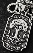 Lebensbaum Wikinger Krieger Schmuck Anhänger Edelstahl Halskette Biker K173A
