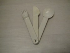 Tupperware Picknick Besteck hellgrau Set Gabel Löffel Messer für Camping Nr2