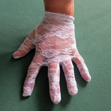 Sexy Blumenspitze Handschuhe Kurz Spitze Gr 7 Braut Hochzeit Party #K 094