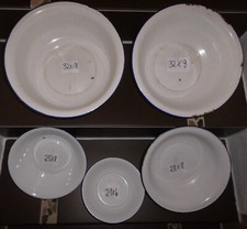 5 alte Emaille Schüssel DDR runde Emailwanne Pflanztopf 70/80er  Küche Deko Shab