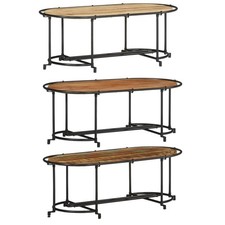 Modern Couchtisch Beistelltisch Holz Eisengestell Kaffeetisch Sofatisch Teetisch