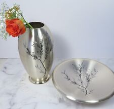 Ikora  Metallvase 24 cm und Schale 26 cm von WMF versilbert   Art Deco