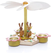 Osterpyramide  Hasengruppe für Teelichte Handarbeit Erzgebirge Sommerpyramide