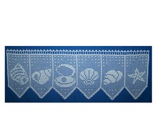 Häkelgardine Bad Maritim Muscheln -6er - weiß, 1 Stück ♥♥