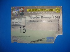 97/98 Ticket BVB Dortmund Werder Bremen Eintrittskarte Bundesliga Sammler