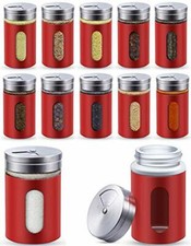 12 Gewürzstreuer Edelstahl Pfeffer Salz Gläser Gewürz Streuer Dosen Glas Box Set