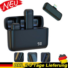 3St.Wireless Mikrofon mit Ladebox Kabellos Tragbares Digitales Mikrofon USB-C DE