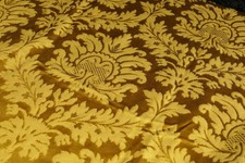 TRAUMHAFTES ALTES PAAR SEIDENBROKAT GARDINEN GELBGOLDEN 182x112CM