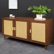 Sideboard VIENNA - 120cm - braun - Holz Wiener Geflecht Rattan - Kommode Schrank