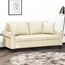 2-Sitzer-Sofa mit Zierkissen Kunstleder Polstersofa Sessel Relaxsofa Loungesofa