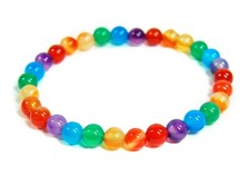 Farbenfrohes Regenbogen Armband aus dem Edelstein Achat in Kugelform Ø6 mm