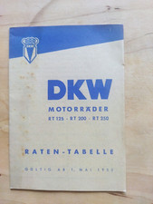 DKW Preisliste Ratentabelle Prospekt Broschüre Depliant