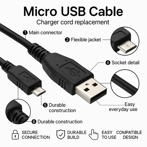Micro usb kabel - usb, ladekabel