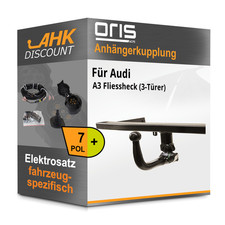 Für Audi A3 Fliessheck 08- ORIS Anhängerkupplung abnehmbar + 7polig E-Satz NEU