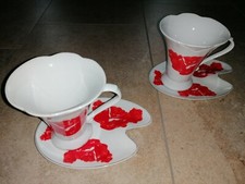 4 tlg. Kaffeeservice für 2 Personen mit Rosenmuster Rotton Porzellan *Top*