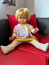 Große alte sprechende Schildkröt Puppe mit Zugband -  60 cm