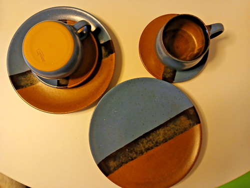 Steingut service blau - service,