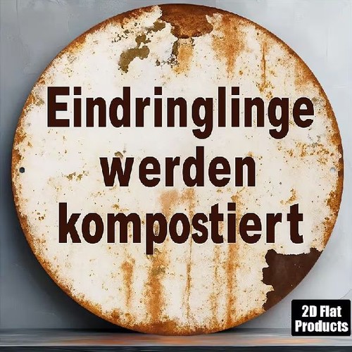 Blechschild rund eindringlinge - blechschild,