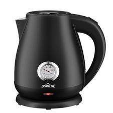 2200W Retro Wasserkocher Edelstahl mit Temperaturanzeige 1,7L Teekocher Schwarz