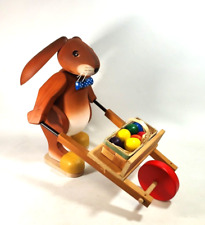 Riesiger Orig. Erzgeb. Erzi Grünhainichen Osterhase mit Karren + Osterkorb 44 cm