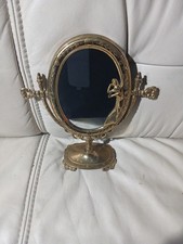 Alter Retro Vintage Frankreich Jugendstil Messing Schminkspiegel Goldfarben Rar