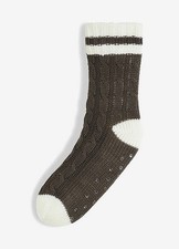 Stricksocken Gr. 39/42 Dunkelgrau Damen Haussocken mit Teddyfutter Neu