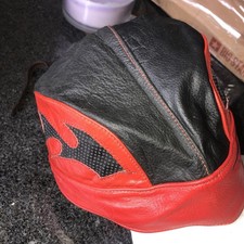 Biker Rocker Piraten Kopftuch Bandana Headwrap Schwarz Echt Leder Flammen