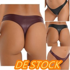 DE Damen Wetlook String Tanga Slips Höschen PU Leder Hipster Unterwäsche  iiniim