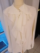 Massimo Dutti Bluse Ruschenbluse Creme Weiß Gr . 40 Neu