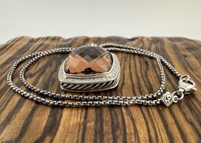 David Yurman 20 mm Albion Halskette Morganit & Diamanten Sterlingsilber