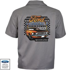 Ford Mustang Hemd Worker 70er Muscle Car USA Logo Vintage Style Herrenhemd *0061