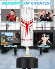 Boxsack Stehend 175cm Standboxsack mit Saugnapf-Basis MMA Trainer Boxsack Weiß