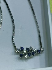 Weissgold Collier 585 mit Saphiren und Brillanten 