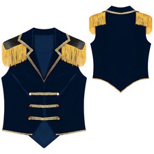 DE iEFiEL Damen Zirkus Kostüm Jacke Mantel Ringmaster Blazer Samt Smoking Kostüm