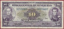 Venezuela 10 Bolivares P-45a Serie K (1963)