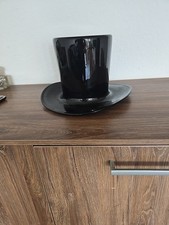 Eiseimer Vase Zylinderhut Glas schwarz Handarbeit 18cm