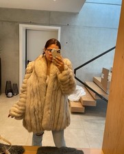 Echtpelz Blaufuchs Mantel Dick