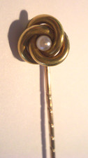 Krawattennadel    Reversnadel   585   GOLD    Knoten    Perle