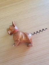 Alter Korkenzieher figürlich Hund Holz Terrier Corkscrew Tire-bouchon