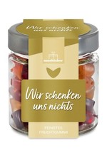 Fruchtgummis im Glas - Wir schenken uns nichts, 120 g Gummibärchen naschlabor