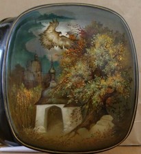 Lackmalerei. Lackdose. Perfekte Miniatur mit Nachtfalke. 1996! SAMMLEROBJEKT!!