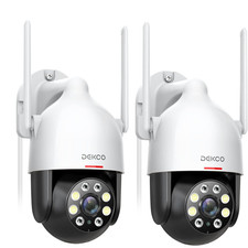 DEKCO 2K Überwachungskamera Aussen WLAN 2 Packungen, 350°/90° Schwenkbar WLAN