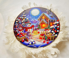 "Wintertraum" Fenster-/Wandbild mit beidseitigem Motiv, Deko mit Strass-Malerei.