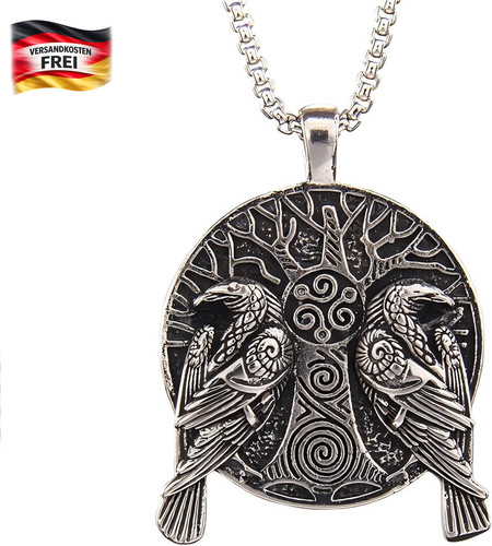 Wikinger halskette odin - odin, raben