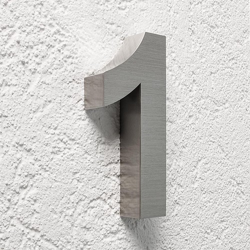 Hausnummer edelstahl in - 3d, 1