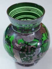Glasvase, Vase silver overlay
