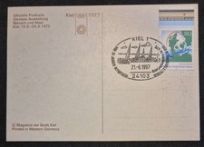 alte offizielle Postkarte Kiel 1972 "Olympia - Mensch und Meer" mit Stempel Kiel