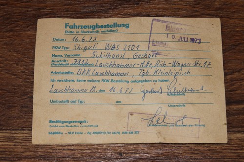 Ddr fahrzeugbestellung - ddr,