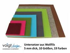 Untersetzer WOLLFILZ 5 mm quadratisch 10 Größen 19 Farben spitze Ecke Glas Tisch