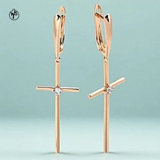 Lange Ohrringe Kreuz Vergoldet